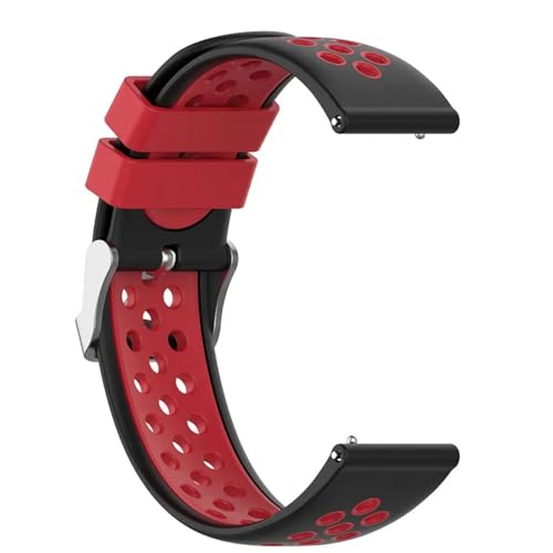 HASMI 20/22 Mm Armband, Kompatibel for Garmin Vivoactive 3 4 Venu Venu2, Weiches Silikon-Uhrenarmband, Armband, Kompatibel for Huawei Watch GT2 GT3 (Color : Black-red, Size : Forerunner 55 158) von HASMI