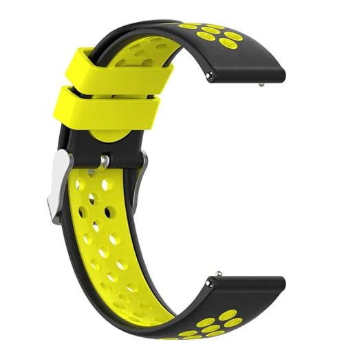 HASMI 20/22 Mm Armband, Kompatibel for Garmin Vivoactive 3 4 Venu Venu2, Weiches Silikon-Uhrenarmband, Armband, Kompatibel for Huawei Watch GT2 GT3 (Color : Black-yellow, Size : Garmin Venu) von HASMI