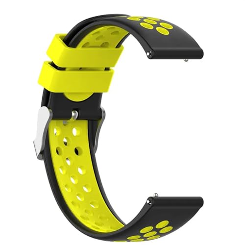 HASMI 20/22 Mm Armband, Kompatibel for Garmin Vivoactive 3 4 Venu Venu2, Weiches Silikon-Uhrenarmband, Armband, Kompatibel for Huawei Watch GT2 GT3 (Color : Black-yellow, Size : Garmin Venu 2) von HASMI