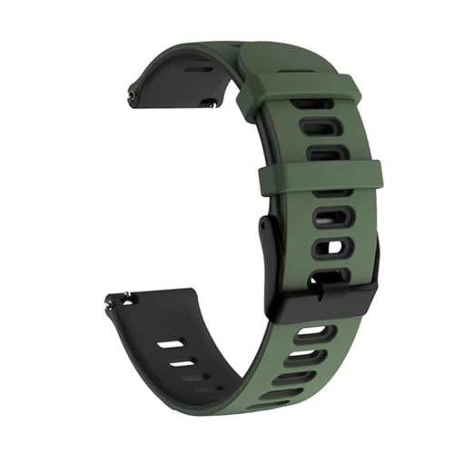 HASMI 20 22 mm Uhrenarmband, kompatibel for Garmin Forerunner 245 245M 645 Music Vivoactive 3 4 Sport-SmartWatch, Silikon-Armbänder (Color : Dark green black, Size : Forerunner 245) von HASMI