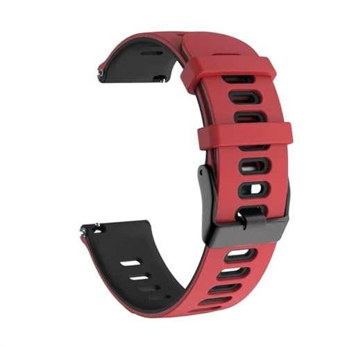 HASMI 20 22 mm Uhrenarmband, kompatibel for Garmin Forerunner 245 245M 645 Music Vivoactive 3 4 Sport-SmartWatch, Silikon-Armbänder (Color : Red black, Size : 20mm Universal) von HASMI