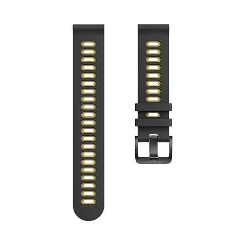 HASMI 20 mm 22 mm breites Silikonarmband kompatibel for Samsung Galaxy Watch 42 mm 46 mm weiches Silikon-Ersatzarmband kompatibel for Samsung Galaxy (Color : Black- Yellow, Size : 22mm) von HASMI