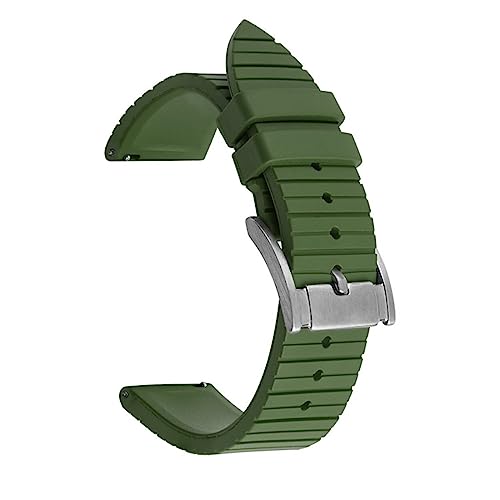 HASMI 20mm 22mm 24mm Fluorkautschuk Sportarmband Edelstahlschnalle Herren Ersatzuhrenarmband Kompatibel for Seiko Kompatibel for Huawei GT 2 Honor Samsung (Color : Green, Size : 20mm) von HASMI