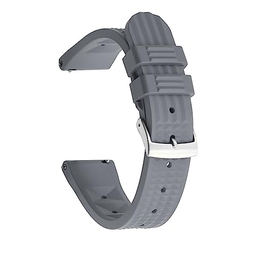 HASMI 22/20 Mm Kautschukarmband, Kompatibel For Amazfit GTR/Stratos, Neues Design, FKM-Armband, Kompatibel For Samsung Galaxy Watch 3/Active 2/Huawei Watch3 (Color : Grey Silver, Size : 20mm) von HASMI