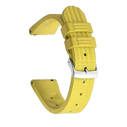 HASMI 22/20 Mm Kautschukarmband, Kompatibel For Amazfit GTR/Stratos, Neues Design, FKM-Armband, Kompatibel For Samsung Galaxy Watch 3/Active 2/Huawei Watch3 (Color : Yellow Silver, Size : 20mm) von HASMI