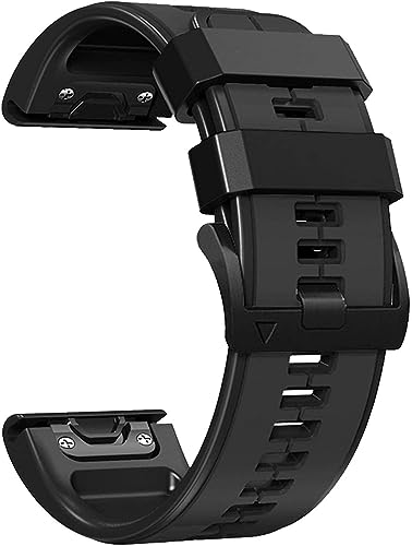 HASMI 22 26 mm Armband kompatibel for Garmin Fenix ​​6X Pro/7X/5X/Descent MK1 Silikonarmband kompatibel for Fenix ​​7/6/Tactix7/Forerunner 955/945 Armband (Color : Dark Grey Black, Size : 22mm) von HASMI