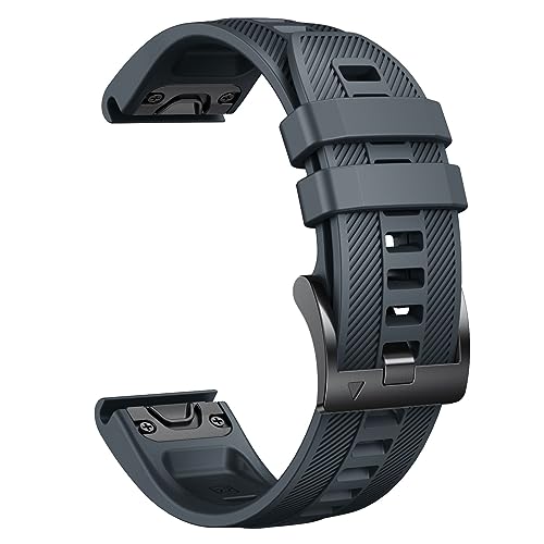 HASMI 22 26 mm Armband kompatibel for Garmin Fenix ​​6X Pro/7X/5X/Descent MK1 Silikonarmband kompatibel for Fenix ​​7/6/Tactix7/Forerunner 955/945 Armband (Color : Stone Blue, Size : 22mm) von HASMI