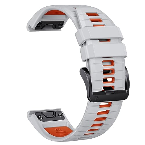 HASMI 22 26 mm Silikon-Armband, kompatibel for Garmin Fenix ​​7/7Pro/7X/6X/6 Pro/5X/5 Plus/Epix/Instinct WristStrap, austauschbares Armband (Color : Mist Grey Orange, Size : 22mm) von HASMI