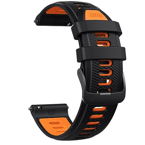 HASMI 22-mm-Armband, kompatibel for Garmin Forerunner 265 255, kompatibel for Suunto 9 Peak/Huawei GT2-Armband, kompatibel for Samsung Galaxy Watch 3-Armband (Color : Black Orange) von HASMI