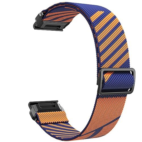 HASMI 22 mm elastisches Nylonband, kompatibel for Garmin Fenix ​​5, 6, 7, Quick-Fit-Armband, kompatibel for Instinct/Forerunner 965/955/Approach S62 Armband (Color : Blue Orange, Size : 22mm) von HASMI