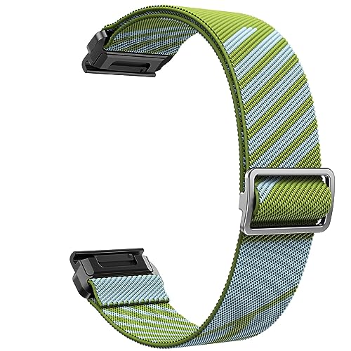 HASMI 22 mm elastisches Nylonband, kompatibel for Garmin Fenix ​​5, 6, 7, Quick-Fit-Armband, kompatibel for Instinct/Forerunner 965/955/Approach S62 Armband (Color : Grey Green, Size : 22mm) von HASMI