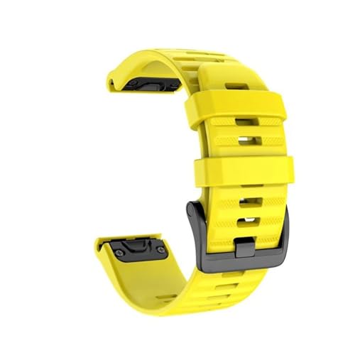 HASMI 26 20 22 Mm Armband Kompatibel for Garmin Fenix ​​6 6X Pro 5 5S 5X Plus 3HR Fenix7 7X Silikon-Schnellverschluss-Uhr Easyfit-Armband (Color : Yellow, Size : 26 mm Fenix 5X 3 HR) von HASMI