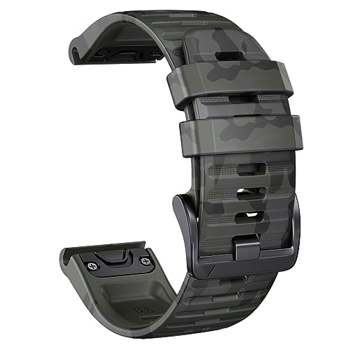 HASMI 26 mm Silikonarmband, kompatibel for Garmin Fenix ​​6X/6X Pro/5X/7X, kompatibel for Instinct 2X/Tactix Delta/Enduro 2 Armband (Color : Camo Army Green, Size : 26mm) von HASMI