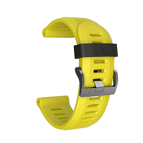 HASMI 26 mm breites Silikonarmband, kompatibel for Garmin Fenix ​​5X. Silikon-Uhrenarmband, kompatibel for Garmin Fenix ​​3HR/3/Fenix ​​5X Plus, for Schraubschnalle (Color : Yellow, Size : 26mm) von HASMI