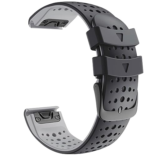 HASMI Armband 22 mm Breite, weiches Silikon-Ersatzarmband, kompatibel for Fenix ​​6/5/ 5 Plus/ 6 Pro/Forerunner 935/945 (Color : Black Grey, Size : 22mm) von HASMI