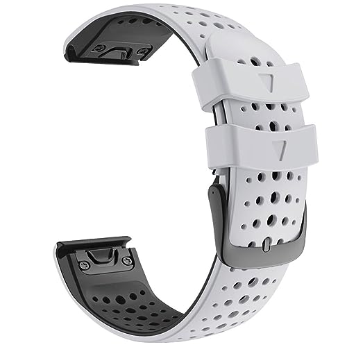 HASMI Armband 22 mm Breite, weiches Silikon-Ersatzarmband, kompatibel for Fenix ​​6/5/ 5 Plus/ 6 Pro/Forerunner 935/945 (Color : White Black, Size : 22mm) von HASMI