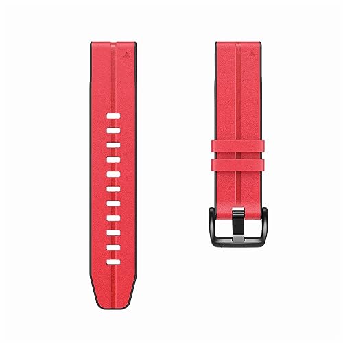 HASMI Armband kompatibel for Fenix ​​6x 5x Silikon + Leder Uhrenarmband 26 22 20 mm kompatibel for Fenix ​​5 6 5plus Ersatzarmband kompatibel for Forerunner 935 Gürtel (Color : Red, Size : 20mm) von HASMI