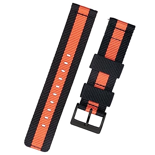 HASMI Gewebtes Nylonband, 22 mm, Edelstahl-Schnalle, Schnellverschluss, for Herren, universelles Canvas-Ersatzarmband, Uhrenzubehör (Color : Black orange, Size : 22mm) von HASMI