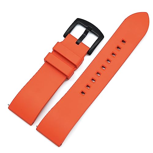 HASMI Gummi-Uhrenarmband, Sport, wasserdicht/Tauchen, Schnellverschluss-Uhrenarmbänder, 20 mm, 22 mm, 24 mm (Color : Orange(Black), Size : Medium) von HASMI