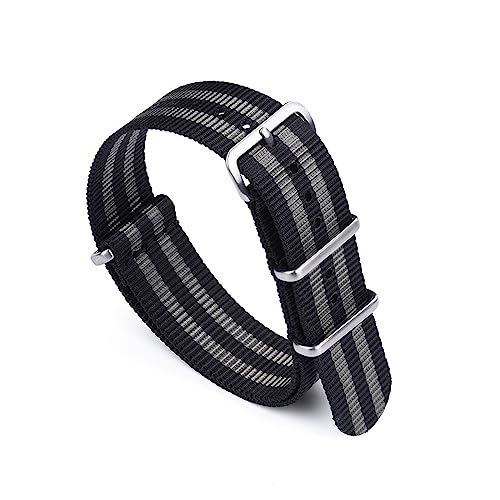 HASMI Hochwertige Sicherheitsgurt-Uhrenarmbänder for Fischgrätmuster, 20 mm und 22 mm, Nylon-Uhrenarmband, kompatibel for militärisch gestreiften Ersatzuhren (Color : Bond, Size : 20mm) von HASMI