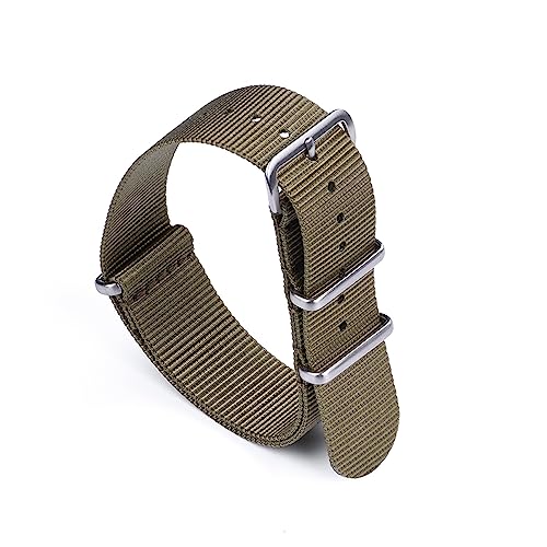 HASMI Hochwertige Sicherheitsgurt-Uhrenarmbänder for Fischgrätmuster, 20 mm und 22 mm, Nylon-Uhrenarmband, kompatibel for militärisch gestreiften Ersatzuhren (Color : Light green, Size : 22mm) von HASMI