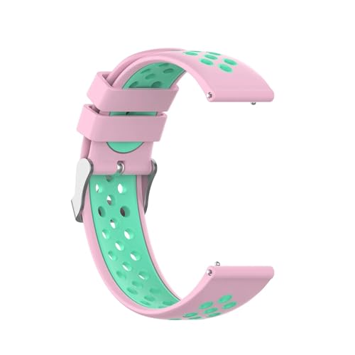 HASMI Klassisches zweifarbiges, vielseitiges Sportarmband, kompatibel for Garmin Garmin Venu 3S/Garmin Vivoactive 5/GarminActive5/Garmin Venu 2 18 20 22 mm (Color : Pink teal, Size : 22mm) von HASMI