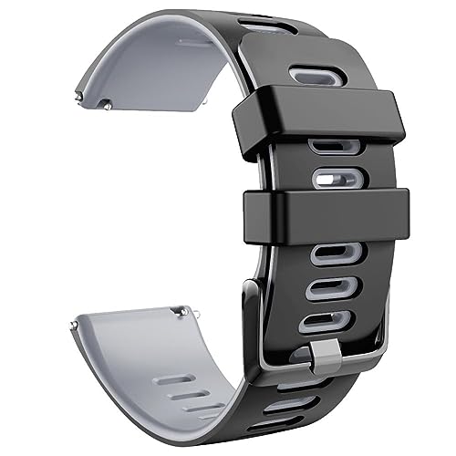HASMI Kompatibel for Fitbit Versa-Silikonarmband, 23 mm, kompatibel, kompatibel for Versa 2/Versa Lite Edition-Armband, kompatibel for Versa Special Edition-Armband (Color : Black Grey, Size : 23MM_ von HASMI