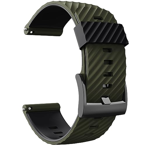 HASMI Kompatibel for Suunto 7/Suunto 9 Armband, kompatibel for Suunto 9 Baro/9 Spartan/9 GPS, weiches Silikon-Sportarmband-Ersatzband (Color : Army-Green Black, Size : Medium) von HASMI