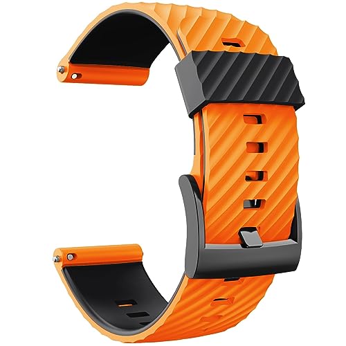 HASMI Kompatibel for Suunto 7/Suunto 9 Armband, kompatibel for Suunto 9 Baro/9 Spartan/9 GPS, weiches Silikon-Sportarmband-Ersatzband (Color : Orange Black, Size : Medium) von HASMI