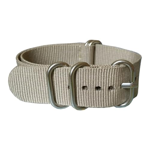 HASMI Kompatible 16/18/20/22/24 mm Cambo Stripe Ringschnalle Armband Faser gewebtes Nylon Uhrenarmbänder Armbanduhrenbänder (Color : Beige, Size : 20mm) von HASMI