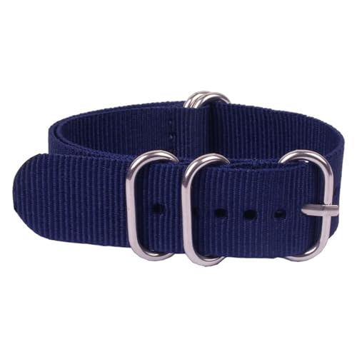 HASMI Kompatible 16/18/20/22/24 mm Cambo Stripe Woven Ring Schnalle Armband Uhrenarmbänder Armbanduhr Band Uhren (Color : Navy, Size : Medium) von HASMI