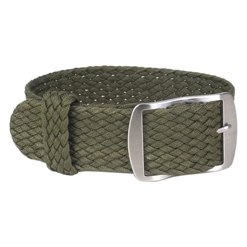 HASMI Kompatible 20mm 22mm Nylon Perlon gewebte Uhrenarmbänder Armband Cambo Stoff gewebtes Uhrenarmband Band Schnalle Gürtel Schwarz/Weiß/Rot (Color : W03 Army Green, Size : 20mm) von HASMI