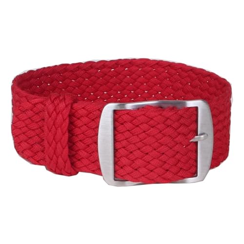 HASMI Kompatible 20mm 22mm Nylon Perlon gewebte Uhrenarmbänder Armband Cambo Stoff gewebtes Uhrenarmband Band Schnalle Gürtel Schwarz/Weiß/Rot (Color : W04 Red, Size : 22mm) von HASMI