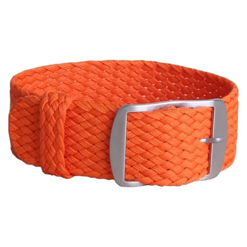 HASMI Kompatible 20mm 22mm Nylon Perlon gewebte Uhrenarmbänder Armband Cambo Stoff gewebtes Uhrenarmband Band Schnalle Gürtel Schwarz/Weiß/Rot (Color : W05 Orange, Size : 20mm) von HASMI