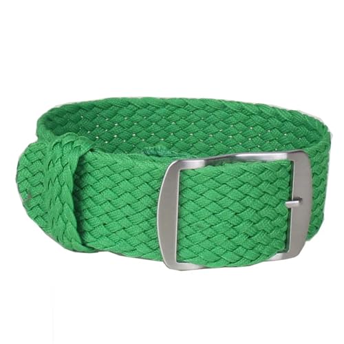 HASMI Kompatible 20mm 22mm Nylon Perlon gewebte Uhrenarmbänder Armband Cambo Stoff gewebtes Uhrenarmband Band Schnalle Gürtel Schwarz/Weiß/Rot (Color : W07 Grass Green, Size : 22mm) von HASMI