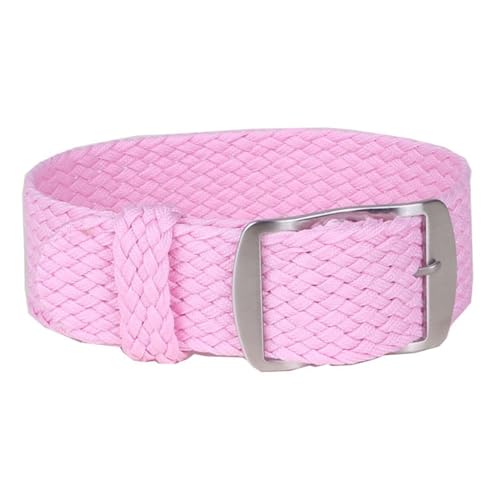 HASMI Kompatible 20mm 22mm Nylon Perlon gewebte Uhrenarmbänder Armband Cambo Stoff gewebtes Uhrenarmband Band Schnalle Gürtel Schwarz/Weiß/Rot (Color : W09 Pink, Size : 20mm) von HASMI