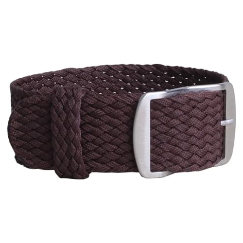 HASMI Kompatible 20mm 22mm Nylon Perlon gewebte Uhrenarmbänder Armband Cambo Stoff gewebtes Uhrenarmband Band Schnalle Gürtel Schwarz/Weiß/Rot (Color : W11 Brown, Size : 20mm) von HASMI