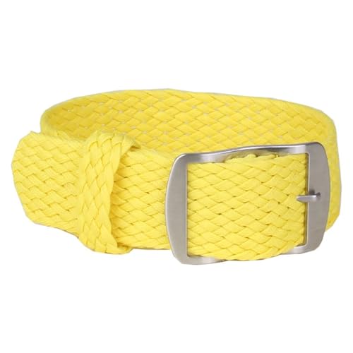 HASMI Kompatible 20mm 22mm Nylon Perlon gewebte Uhrenarmbänder Armband Cambo Stoff gewebtes Uhrenarmband Band Schnalle Gürtel Schwarz/Weiß/Rot (Color : W12 Yellow, Size : 20mm) von HASMI