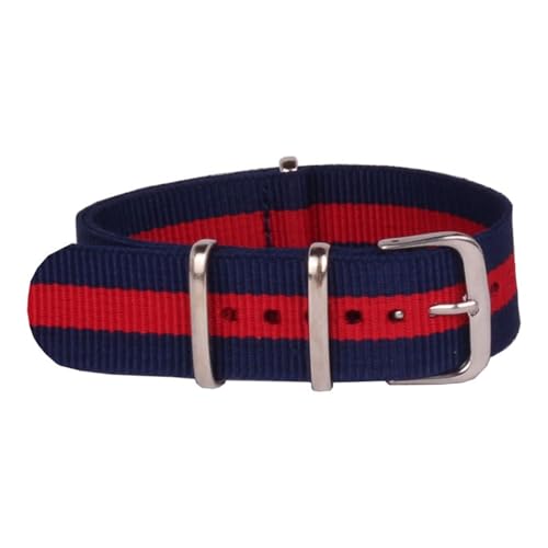 HASMI Kompatible Glasfaser-Uhrenarmbänder, 14 mm Nylon-Uhrenarmbänder (Color : Navy Red Navy, Size : 14mm) von HASMI