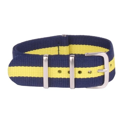 HASMI Kompatible Glasfaser-Uhrenarmbänder, 14 mm Nylon-Uhrenarmbänder (Color : Navy Yellow Navy, Size : 14mm) von HASMI