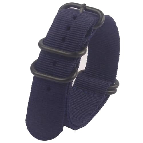 HASMI Kompatible Uhrenarmbänder for schwarzer Schnalle for Herren und Damen, Nylon-Uhrenarmband, 18 mm, 20 mm, 22 mm, 24 mm, Armbanduhr-Band, Ringschnalle (Color : 6, Size : 22mm) von HASMI