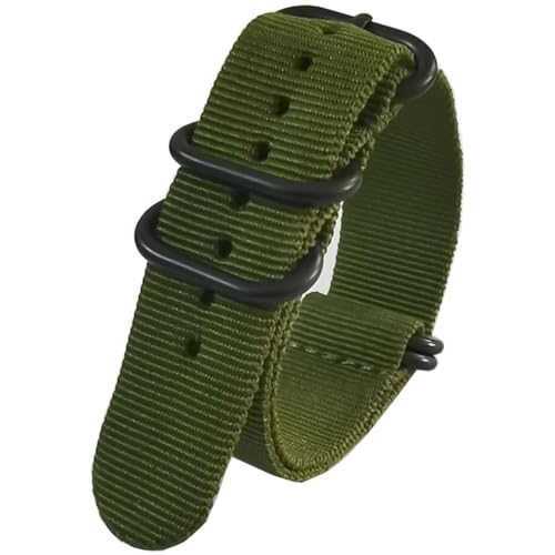 HASMI Kompatible Uhrenarmbänder for schwarzer Schnalle for Herren und Damen, Nylon-Uhrenarmband, 18 mm, 20 mm, 22 mm, 24 mm, Armbanduhr-Band, Ringschnalle (Color : A, Size : Medium) von HASMI