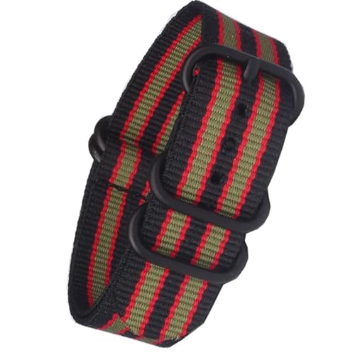 HASMI Kompatible schwarze Schnalle 18 mm 20 mm 22 mm 24 mm Uhrenarmbänder Herren Damen Uhrenarmband Armbanduhr Band Ringschnalle (Color : 3Black-4Red-2Green, Size : 22mm) von HASMI