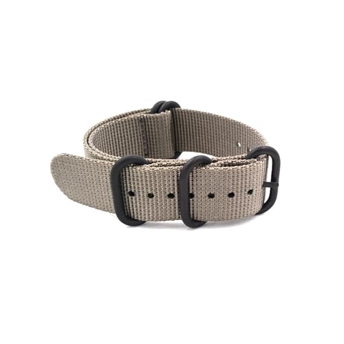 HASMI Kompatibles 20 mm, 22 mm, 24 mm Nylon-Uhrenarmband, Zulu-Armband, Uhrenarmband, Ringschnalle, 280 mm (Color : Grey Black buckle, Size : 23mm) von HASMI