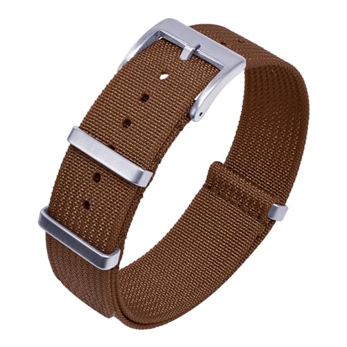 HASMI Neues geripptes Armband 20 mm 22 mm Nylon-Uhrenarmbänder Geflecht aus ballistischem Stoff Armbandzubehör kompatibel for Militäruhrenarmband (Color : Brown, Size : 20mm) von HASMI