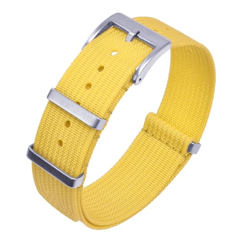 HASMI Neues geripptes Armband 20 mm 22 mm Nylon-Uhrenarmbänder Geflecht aus ballistischem Stoff Armbandzubehör kompatibel for Militäruhrenarmband (Color : Yellow, Size : 20mm) von HASMI