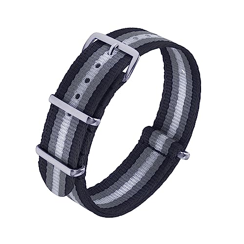 HASMI Nylon-Sicherheitsgurtbänder, 20 mm, 22 mm, universeller Typ Sport, kompatibel for neuen Oula-Nylon-Uhrenarmbändern (Color : Black-Gray-Gray, Size : 20mm) von HASMI