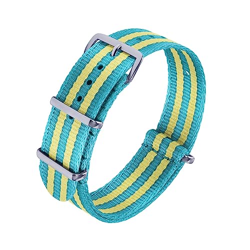 HASMI Nylon-Sicherheitsgurtbänder, 20 mm, 22 mm, universeller Typ Sport, kompatibel for neuen Oula-Nylon-Uhrenarmbändern (Color : Blue-Yellow, Size : 20mm) von HASMI