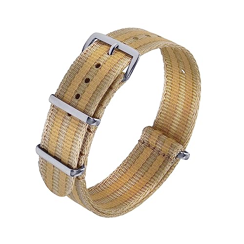 HASMI Nylon-Sicherheitsgurtbänder, 20 mm, 22 mm, universeller Typ Sport, kompatibel for neuen Oula-Nylon-Uhrenarmbändern (Color : Dark-Light Khaki, Size : 20mm) von HASMI