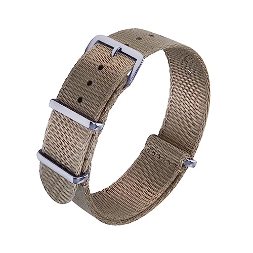 HASMI Nylon-Sicherheitsgurtbänder, 20 mm, 22 mm, universeller Typ Sport, kompatibel for neuen Oula-Nylon-Uhrenarmbändern (Color : Khaki, Size : 20mm) von HASMI